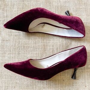 Zara Basic Burgundy Wine Velvet Heels Size 37 High Heel Shoes Goth Dark Romance